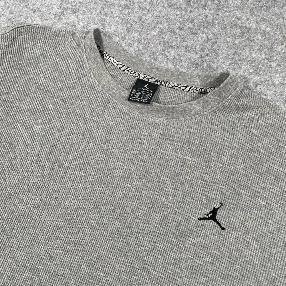 Jordan Mens Shirt XL Gray Long Sleeve Athletic Streetwear Knit Waffle Air